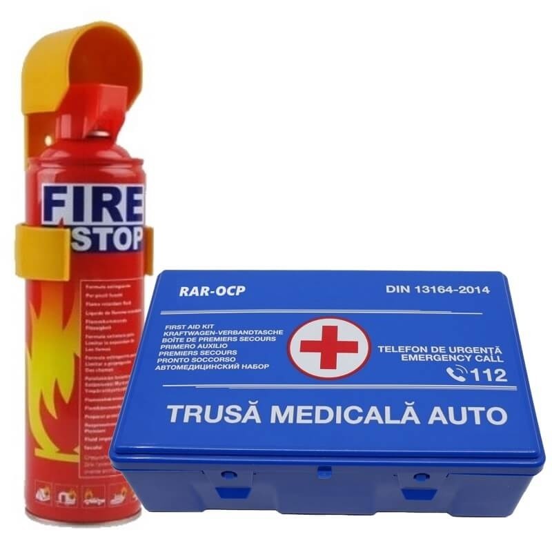 Pachet RAR-ITP: Trusa Medicala Auto de Prim Ajutor si Stingator Auto