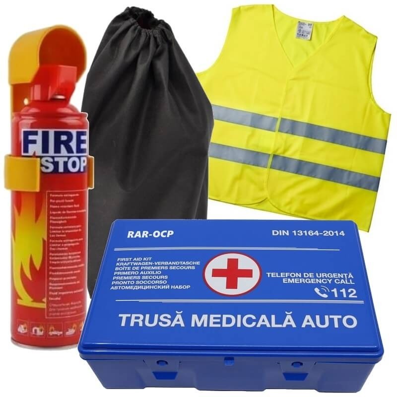 Pachet RAR-ITP: Trusa Medicala, Stingator Auto si Vesta cu Sac