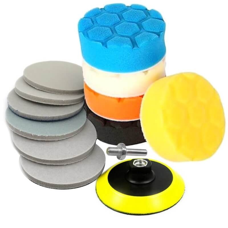 Set polish faruri profesional cu bureti abrazivi, taler 75mm